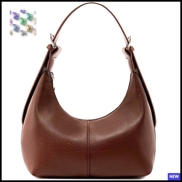 Handbags - Vegan Leather Hobo Shoulder Bag Slouchy Tote Crossbody Purse Minimal Chic